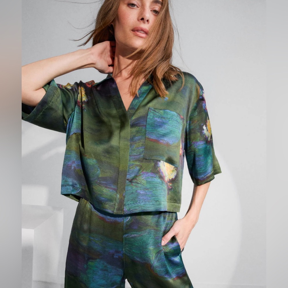 Limited Edition Lunya Washable Silk Pajamas | Monet Water Lillies Print | NWT